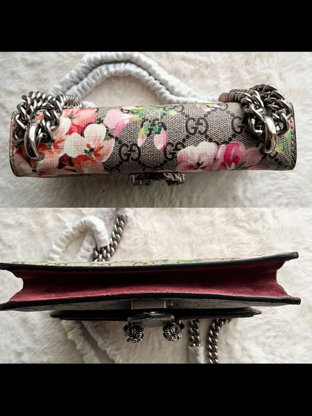 Gucci GG Supreme Crossbody Bag with Pink Floral Print
